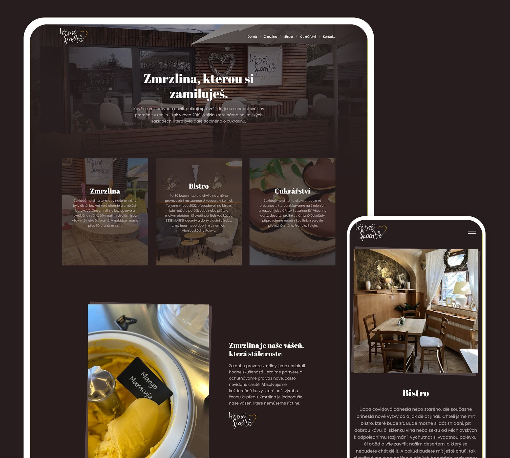 Včetně Špachtle - ukázka webu